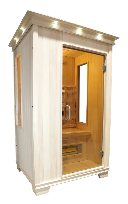 1-person infrared saunas from TheraSauna, Dynamic Saunas, and Maxxus.
