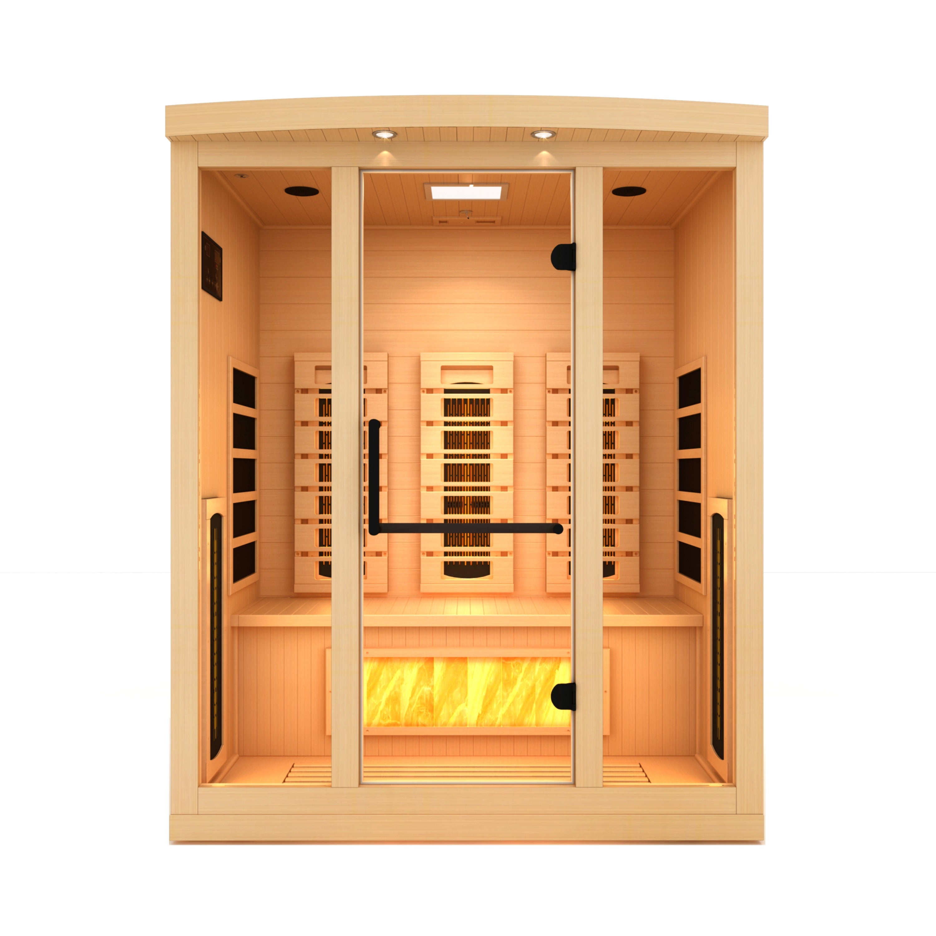 Golden Designs 3-Person Full Spectrum PureTech™ Near Zero EMF FAR Infrared Sauna with Himalayan Salt Bar (Canadian Hemlock)