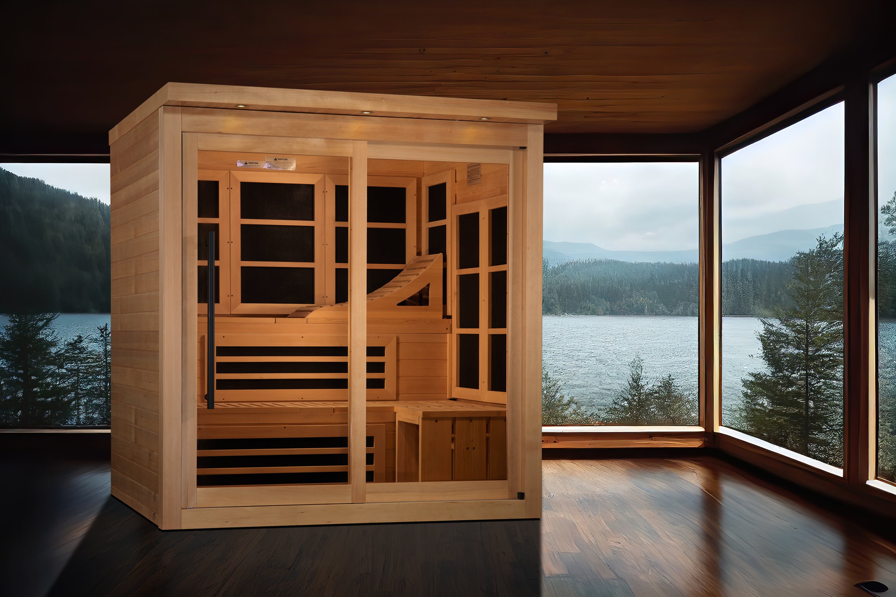 Golden Designs Monaco Limited Edition 6-person PureTech™ Near Zero EMF (Under 2MG) FAR Infrared Sauna (Canadian Hemlock)