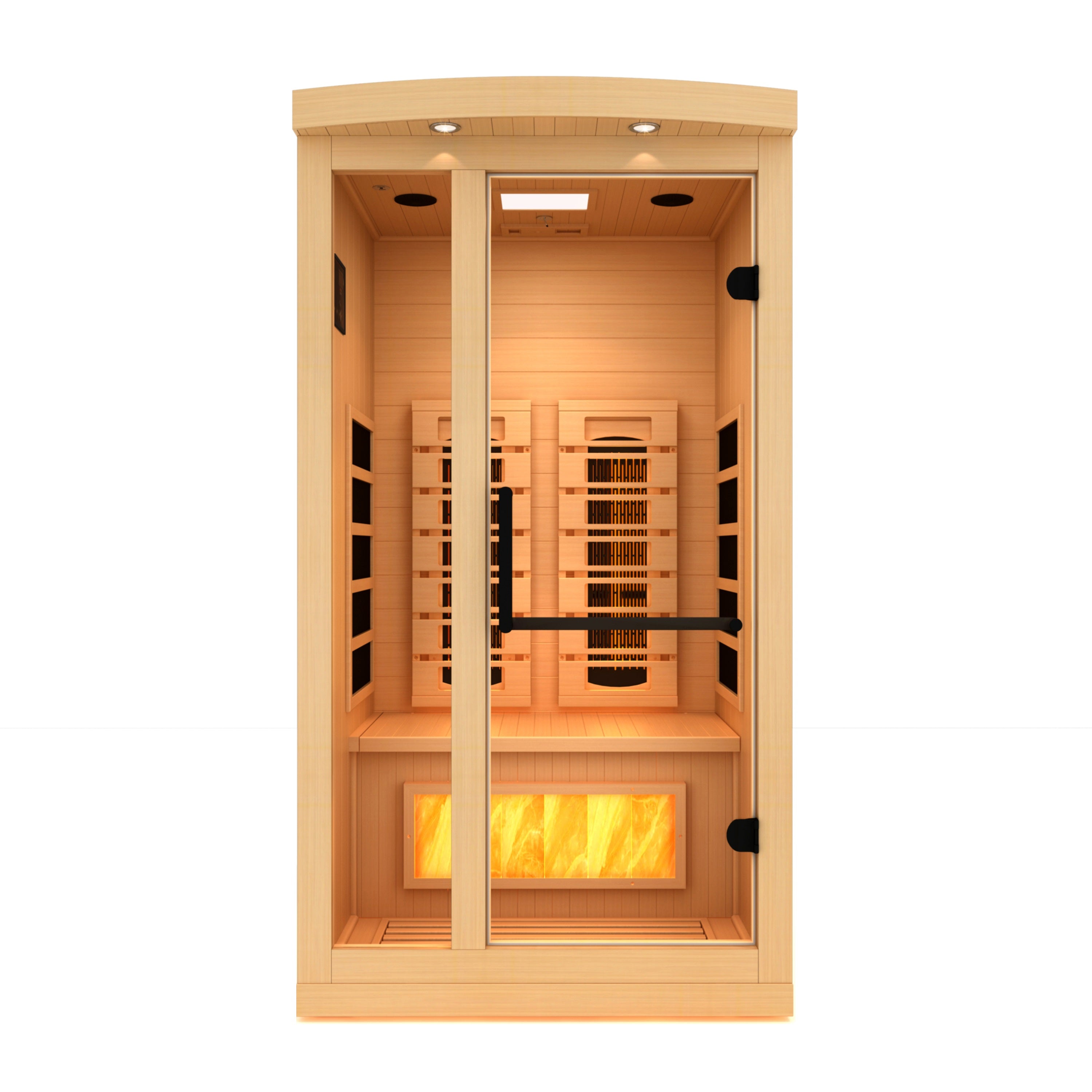 Golden Designs 1-2-Person Full Spectrum PureTech™ Near Zero EMF FAR Infrared Sauna with Himalayan Salt Bar (Canadian Hemlock)