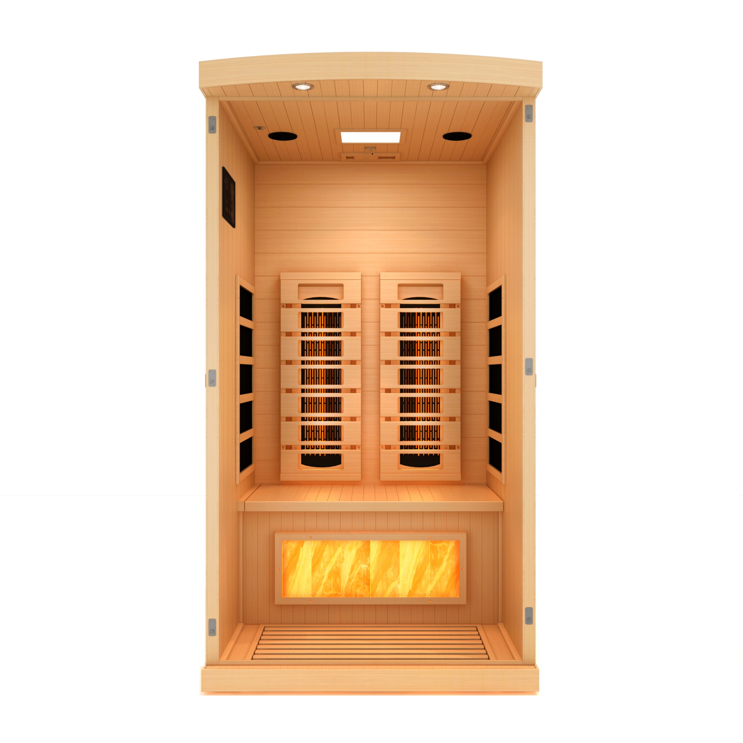 Golden Designs 1-2-Person Full Spectrum PureTech™ Near Zero EMF FAR Infrared Sauna with Himalayan Salt Bar (Canadian Hemlock)