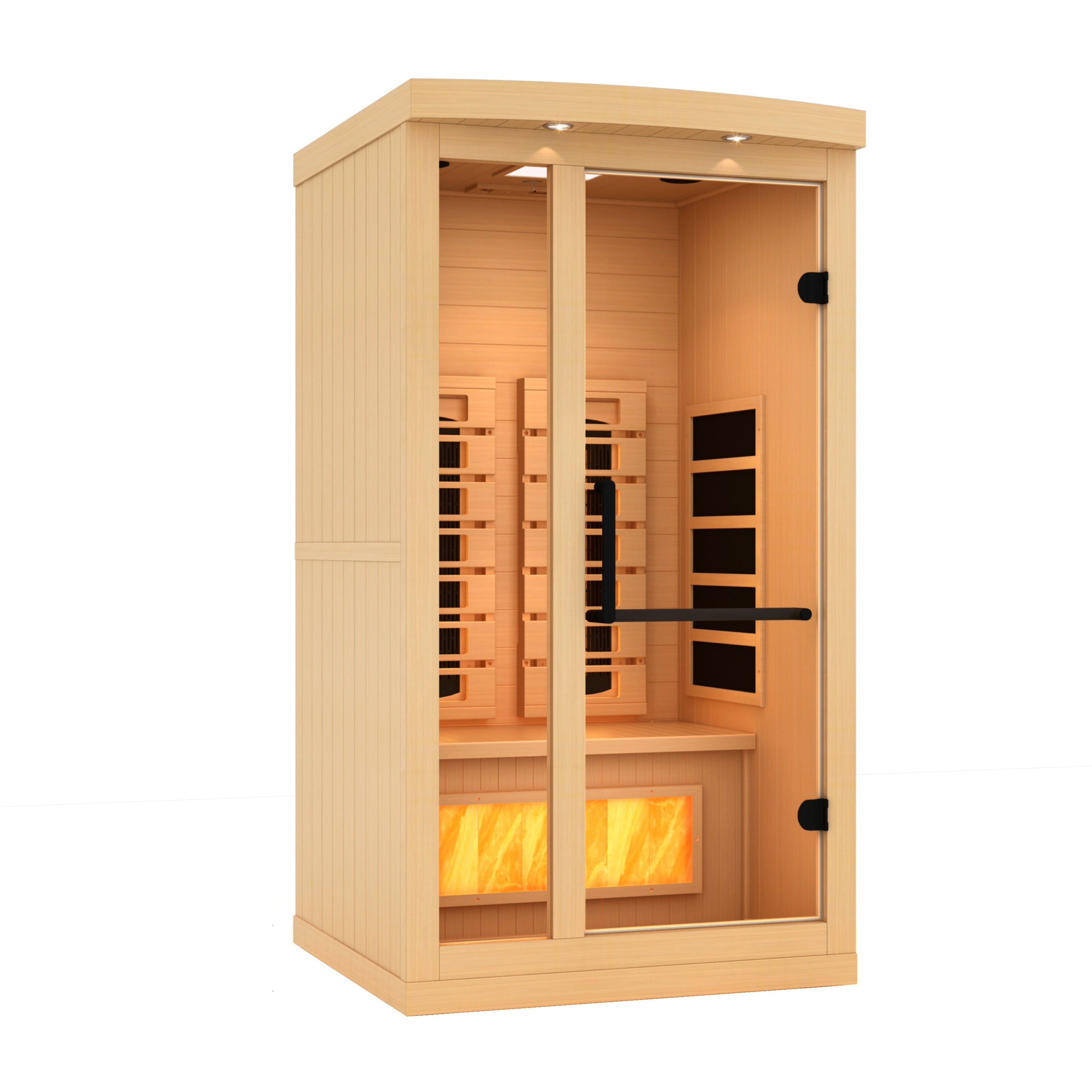 Golden Designs 1-2-Person Full Spectrum PureTech™ Near Zero EMF FAR Infrared Sauna with Himalayan Salt Bar (Canadian Hemlock)