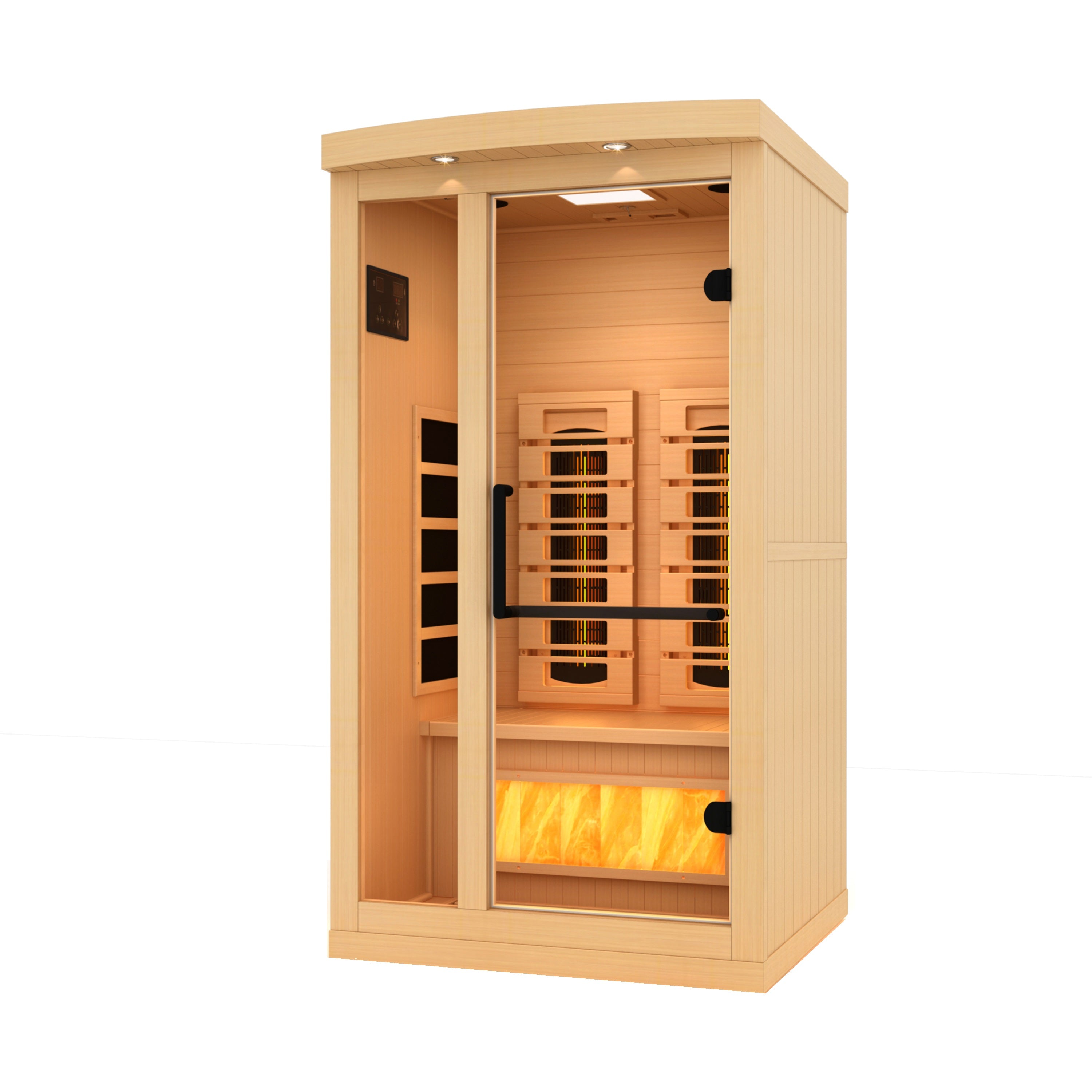 Golden Designs 1-2-Person Full Spectrum PureTech™ Near Zero EMF FAR Infrared Sauna with Himalayan Salt Bar (Canadian Hemlock)