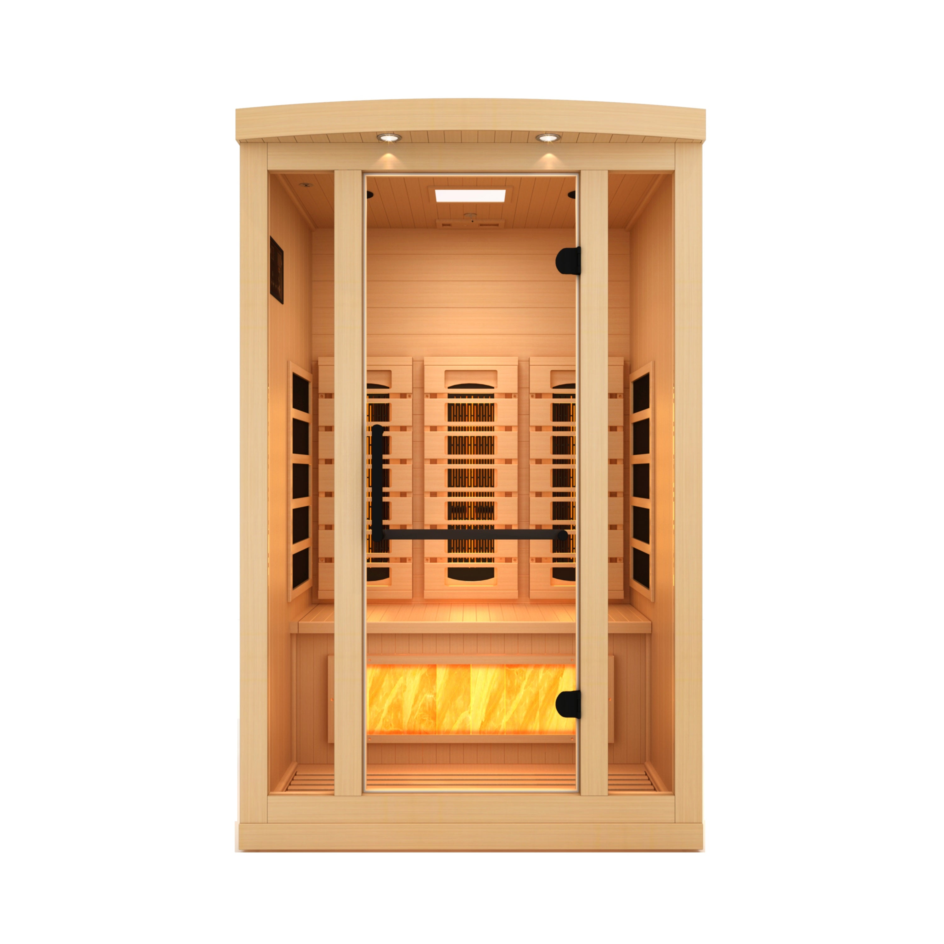 Golden Designs 2-Person Full Spectrum PureTech™ Near Zero EMF FAR Infrared Sauna with Himalayan Salt Bar (Canadian Hemlock)