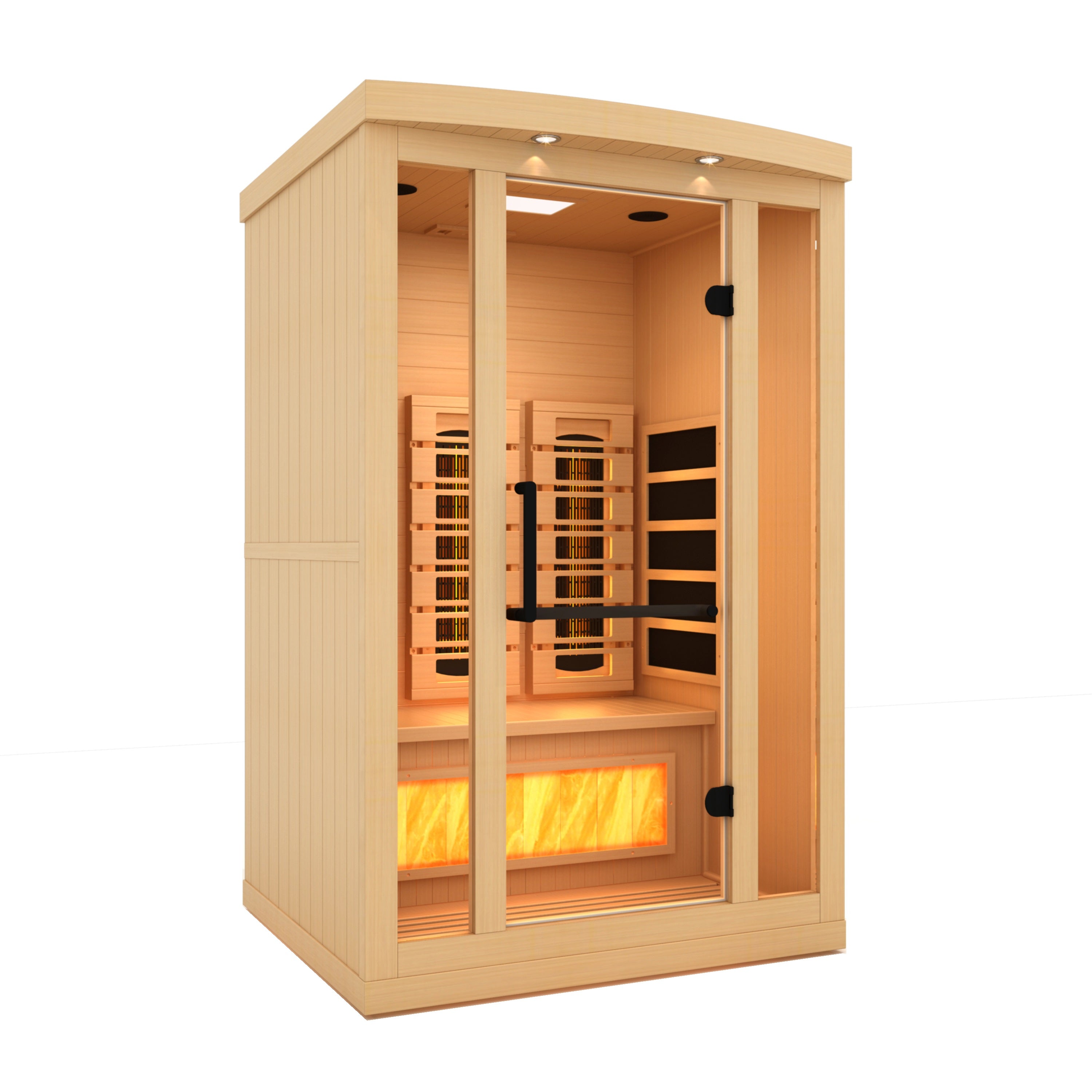 Golden Designs 2-Person Full Spectrum PureTech™ Near Zero EMF FAR Infrared Sauna with Himalayan Salt Bar (Canadian Hemlock)