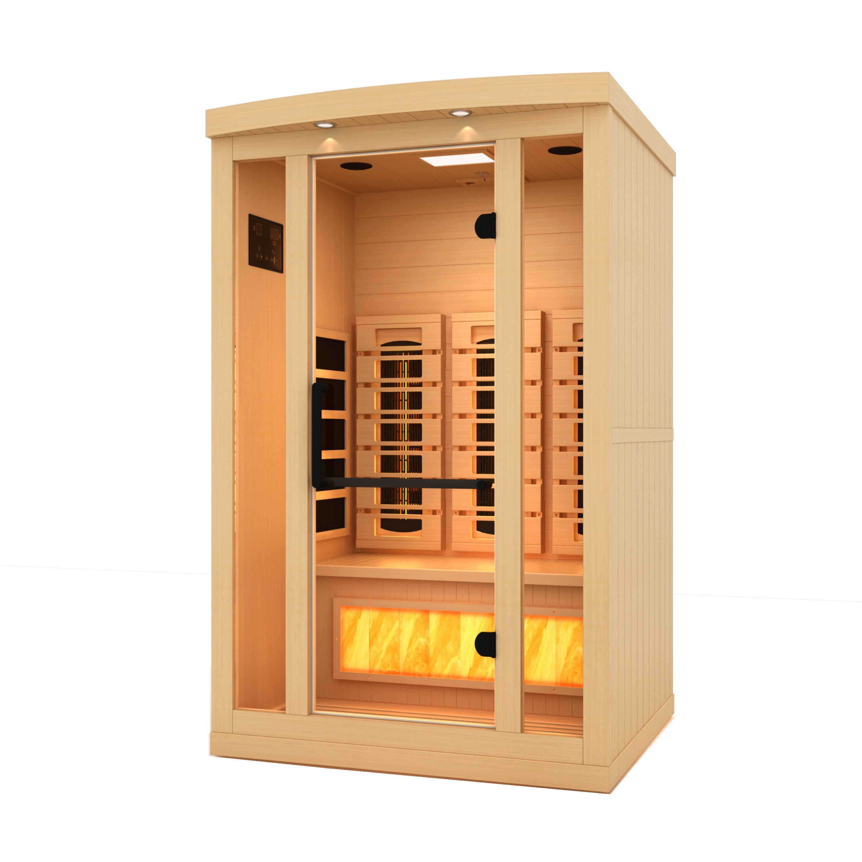 Golden Designs 2-Person Full Spectrum PureTech™ Near Zero EMF FAR Infrared Sauna with Himalayan Salt Bar (Canadian Hemlock)