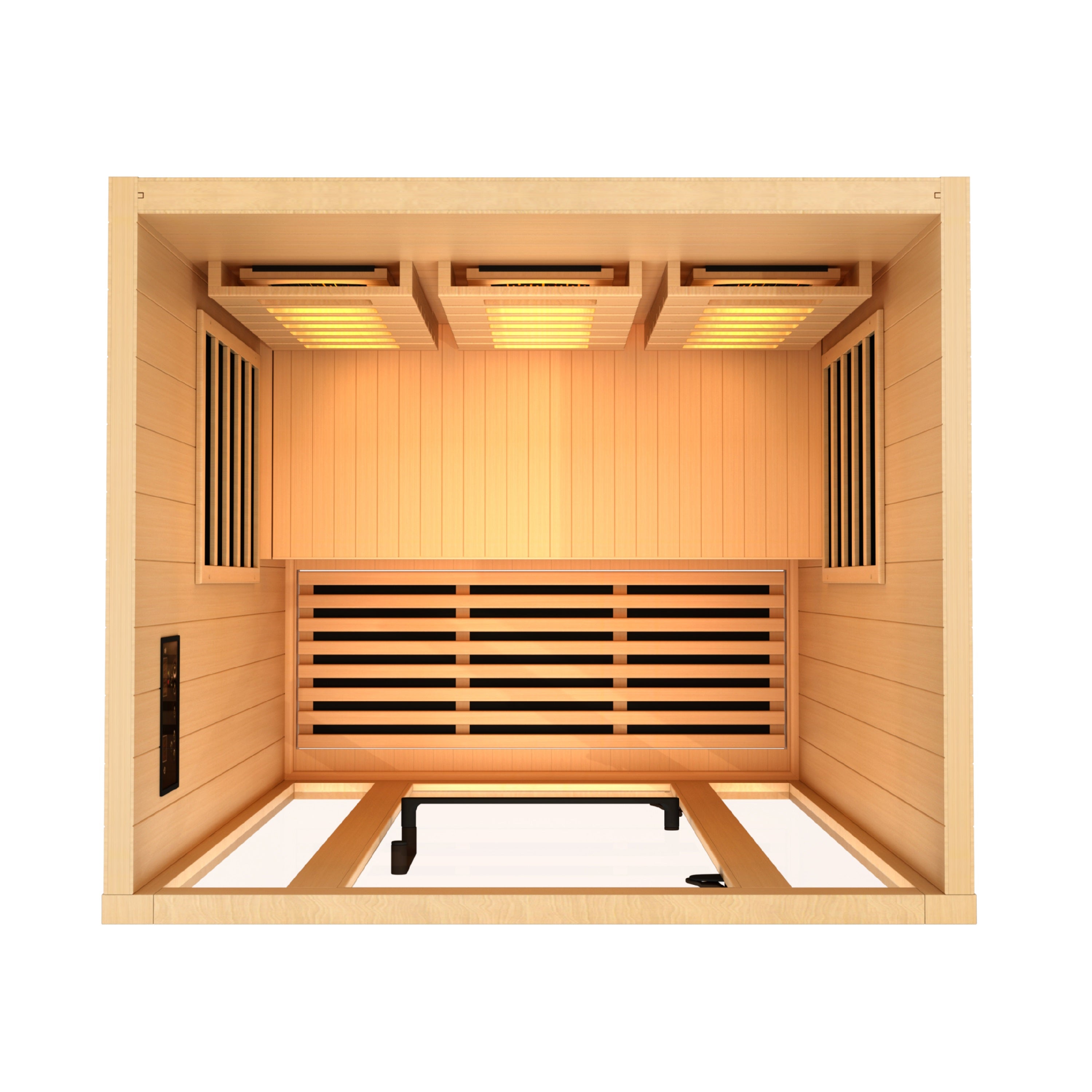 Golden Designs 2-Person Full Spectrum PureTech™ Near Zero EMF FAR Infrared Sauna with Himalayan Salt Bar (Canadian Hemlock)