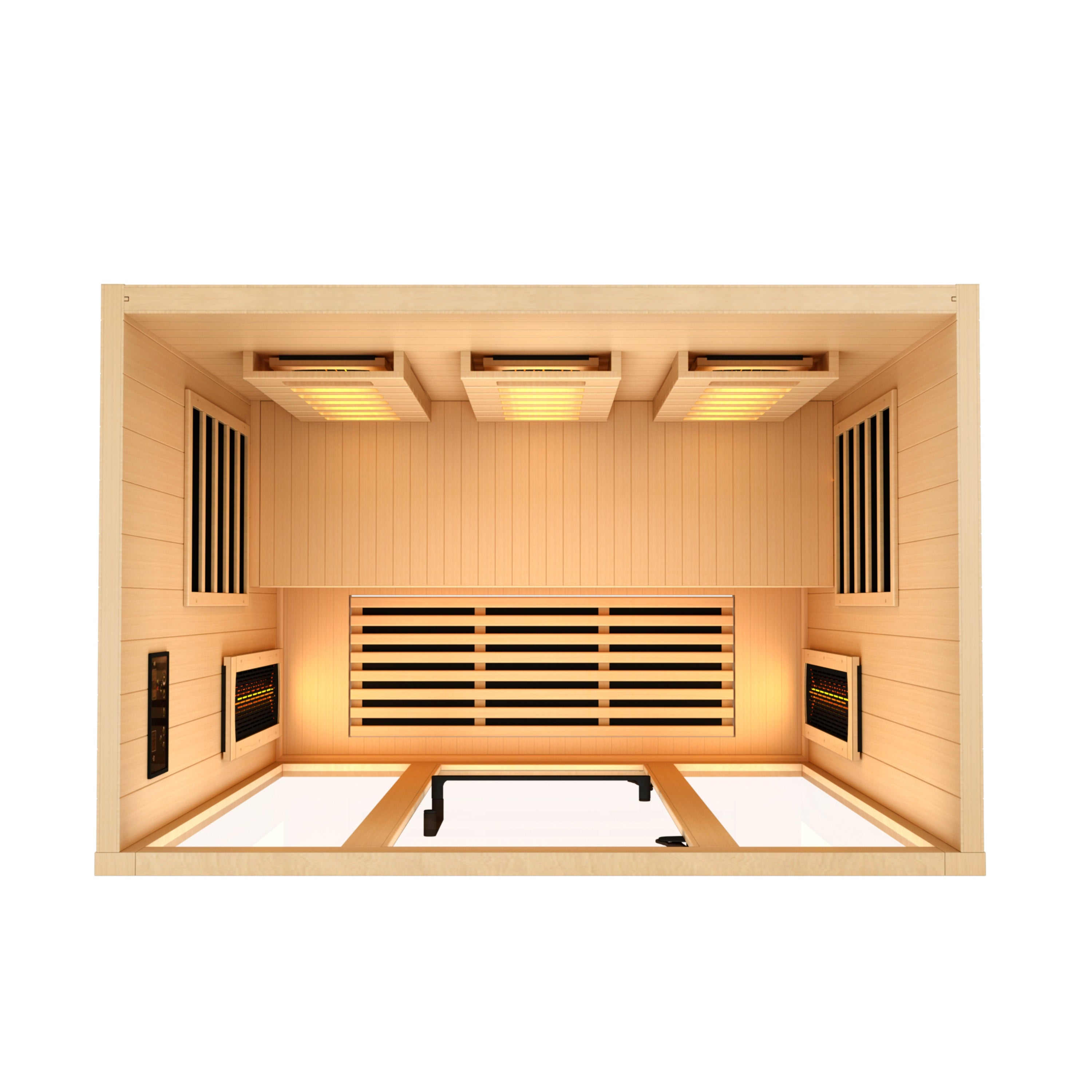 Golden Designs 3-Person Full Spectrum PureTech™ Near Zero EMF FAR Infrared Sauna with Himalayan Salt Bar (Canadian Hemlock)