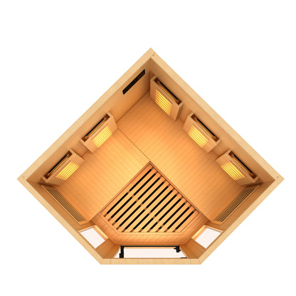 Golden Designs 3-Person Corner Full Spectrum PureTech™ Near Zero EMF FAR Infrared Sauna with Himalayan Salt Bar (Canadian Hemlock)