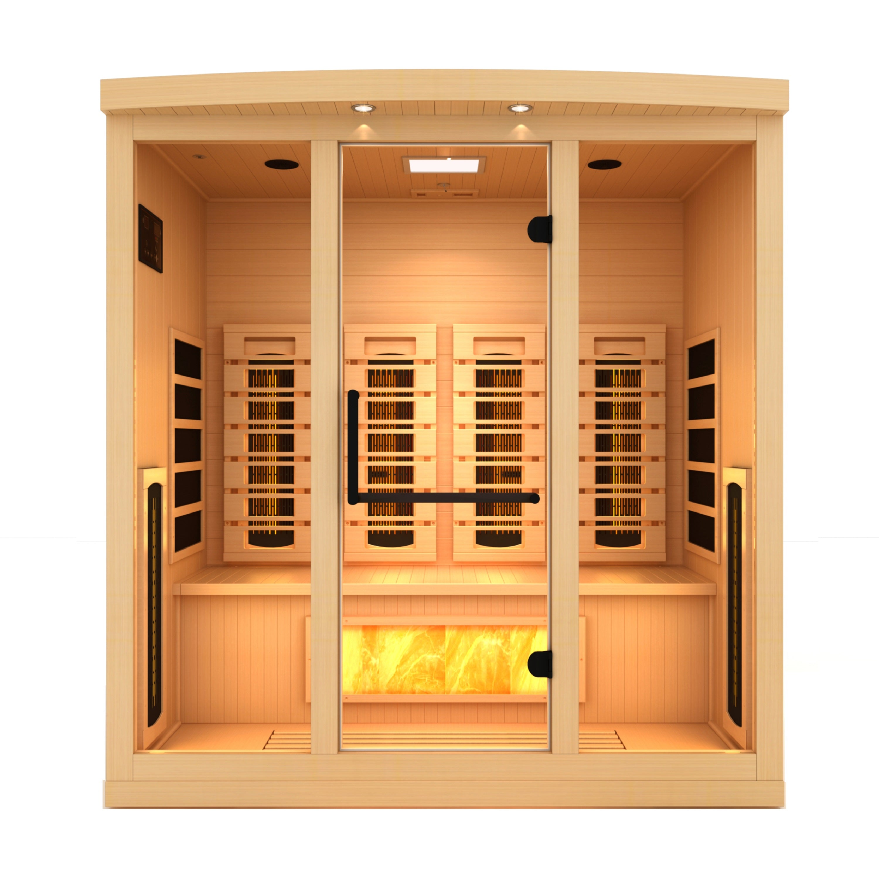 Golden Designs 4-Person Full Spectrum PureTech™ Near Zero EMF FAR Infrared Sauna with Himalayan Salt Bar (Canadian Hemlock)