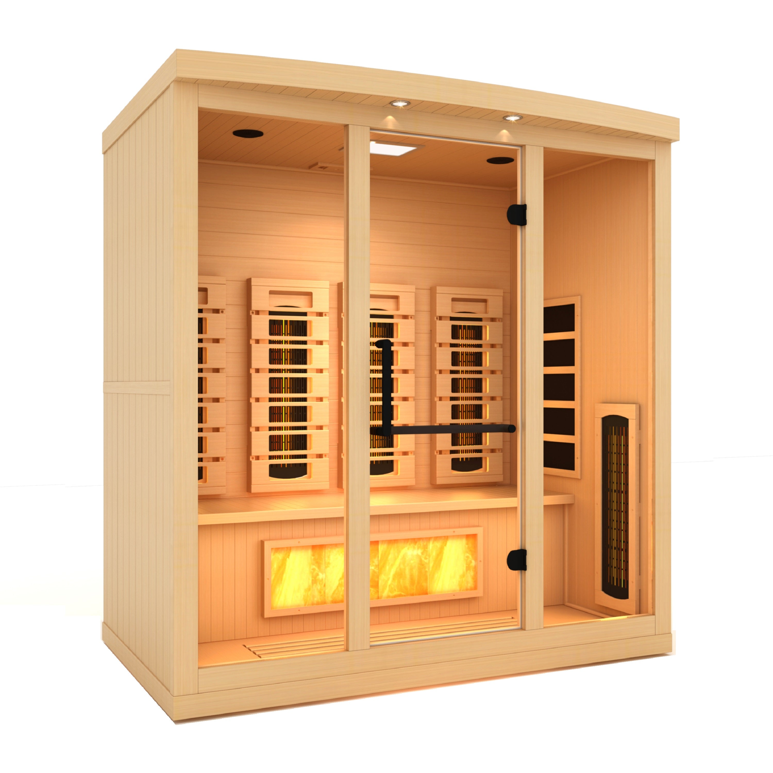 Golden Designs 4-Person Full Spectrum PureTech™ Near Zero EMF FAR Infrared Sauna with Himalayan Salt Bar (Canadian Hemlock)