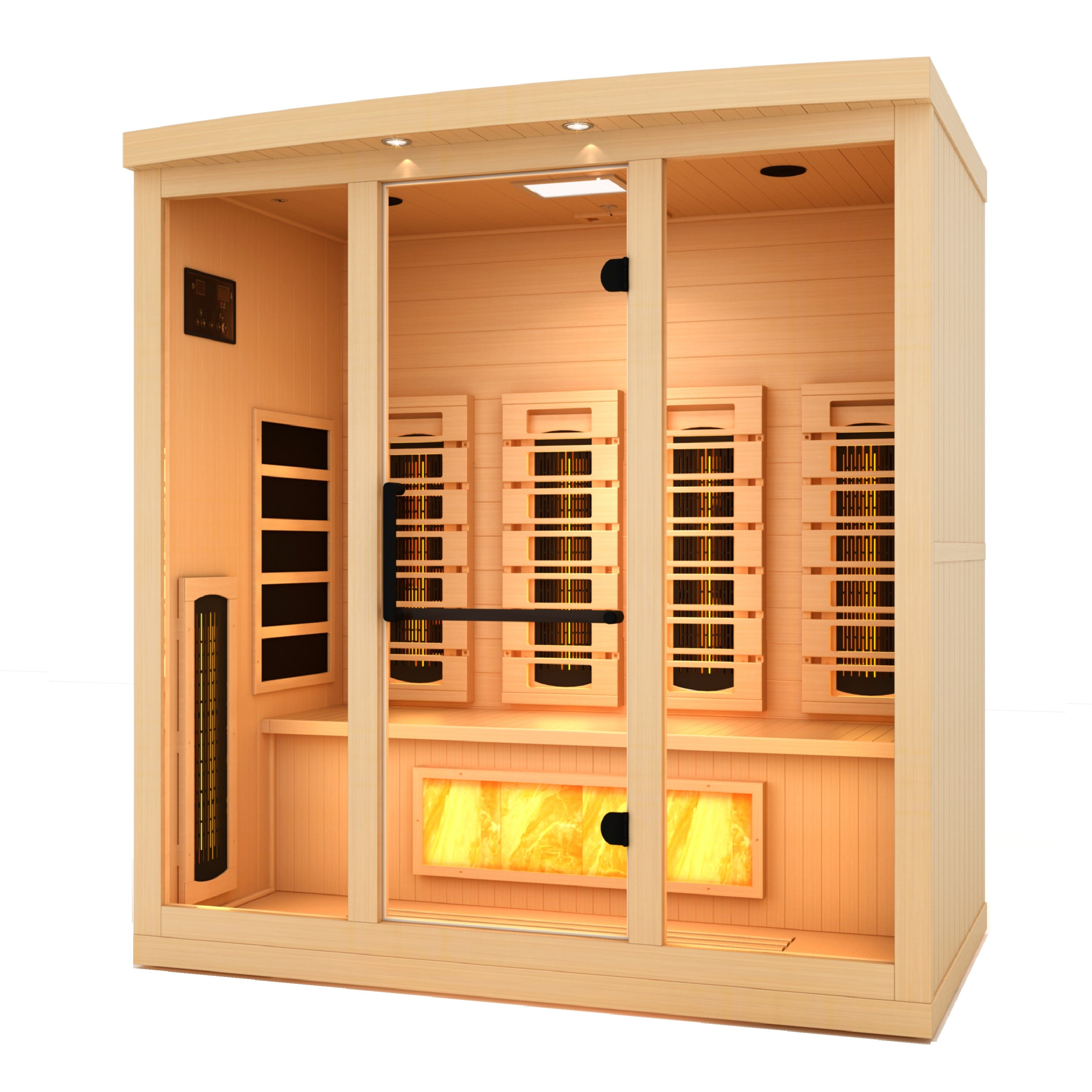 Golden Designs 4-Person Full Spectrum PureTech™ Near Zero EMF FAR Infrared Sauna with Himalayan Salt Bar (Canadian Hemlock)