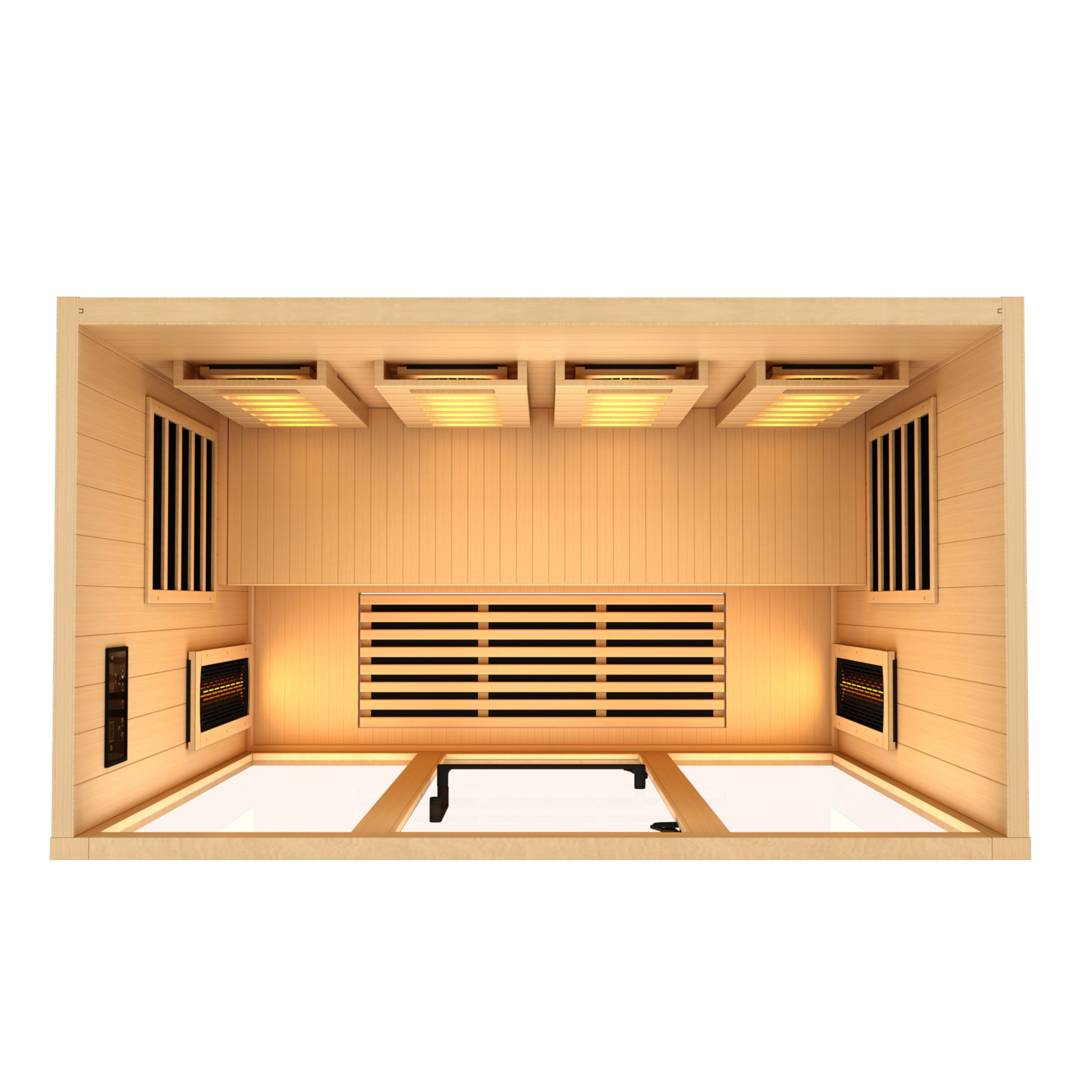 Golden Designs 4-Person Full Spectrum PureTech™ Near Zero EMF FAR Infrared Sauna with Himalayan Salt Bar (Canadian Hemlock)