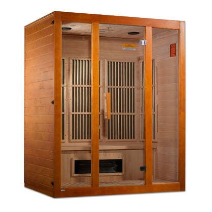 Maxxus 3-Person Corner Low EMF (Under 8MG) FAR Infrared Sauna (Canadian Hemlock)