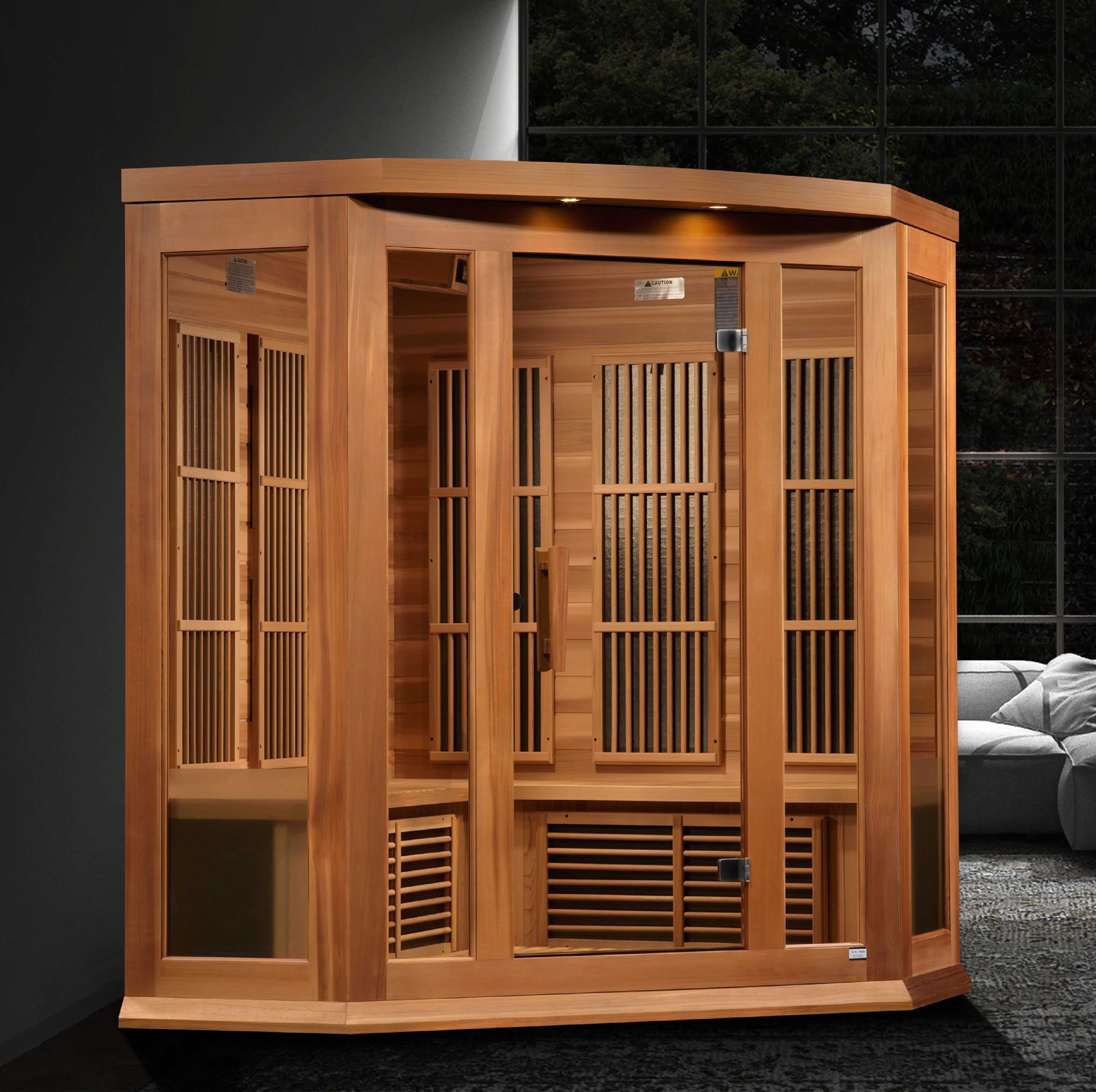 Maxxus 3-Person Corner Low EMF (Under 8MG) FAR Infrared Sauna (Canadian Red Cedar)