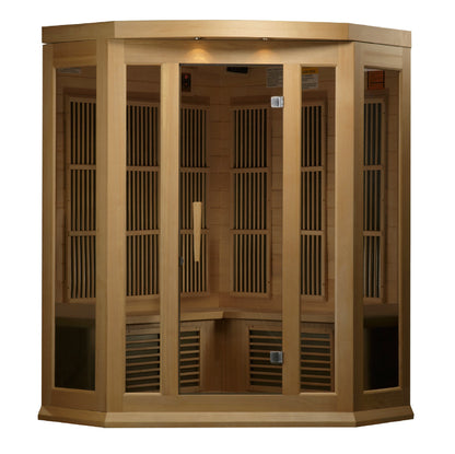 Maxxus 3-Person Corner Low EMF (Under 8MG) FAR Infrared Sauna (Canadian Hemlock)